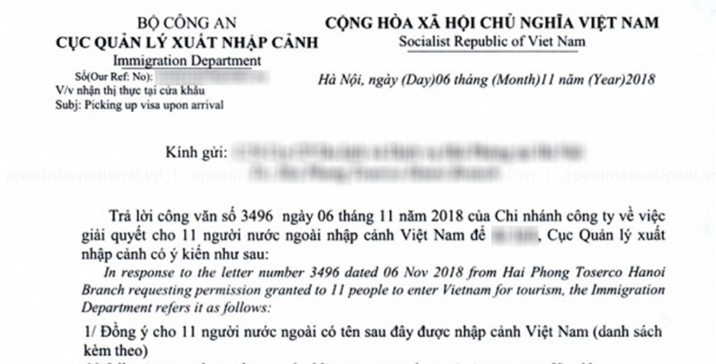 Visa nhập cảnh Việt Nam